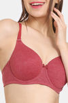 Rosaline Padded Wired 3/4th Coverage T-Shirt Bra - Rhythmic Red — thumbnail 4